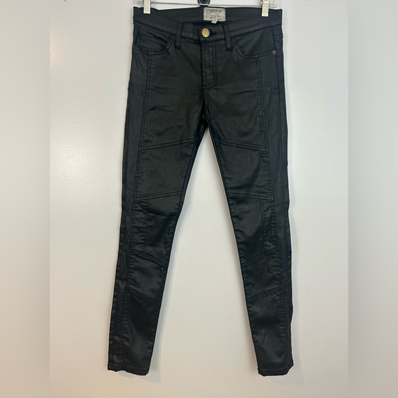 Current/Elliot Sweeney Ankle Black Coated Faux Leather Skinny Pants/Jeans Size 2 - Picture 2 of 11